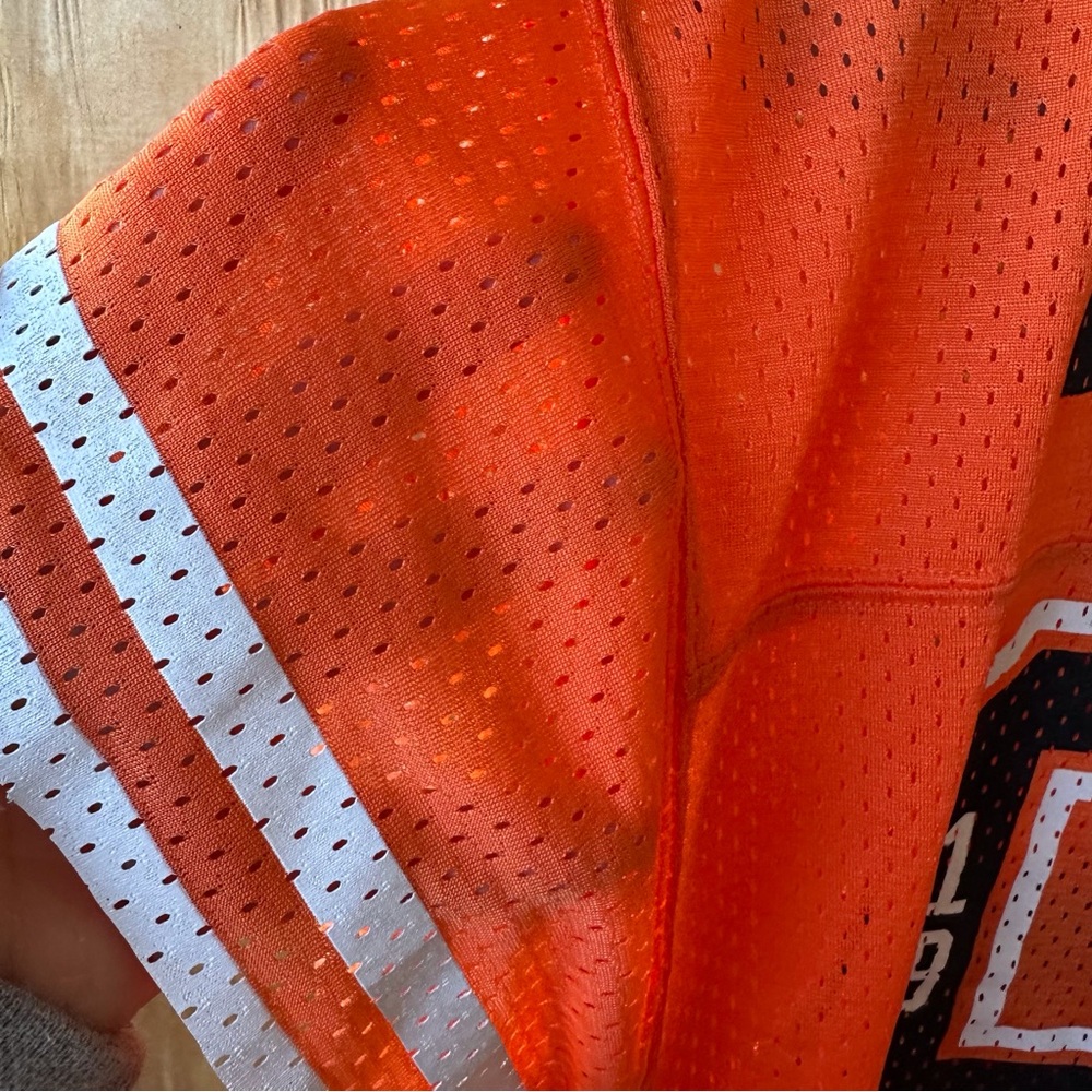 PINK Victoria's Secret Orange Mesh V-Neck Jersey with Black Logo - Picture 3 of 7